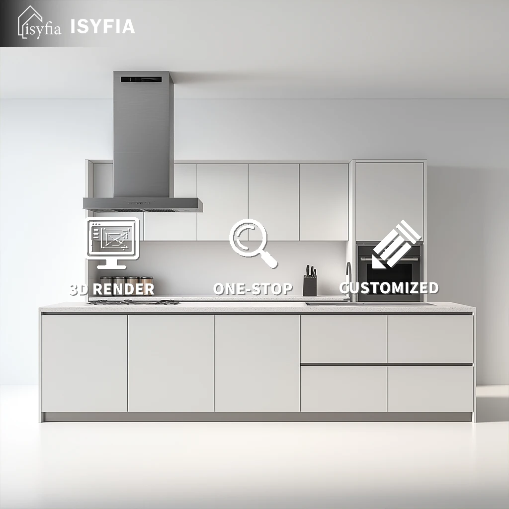 Customizable Yellow Melamine Board Kitchen Cabinets Modern Modular Cupboards Pantry Luxury Furniture for Villa Apartment Home - 图片 3