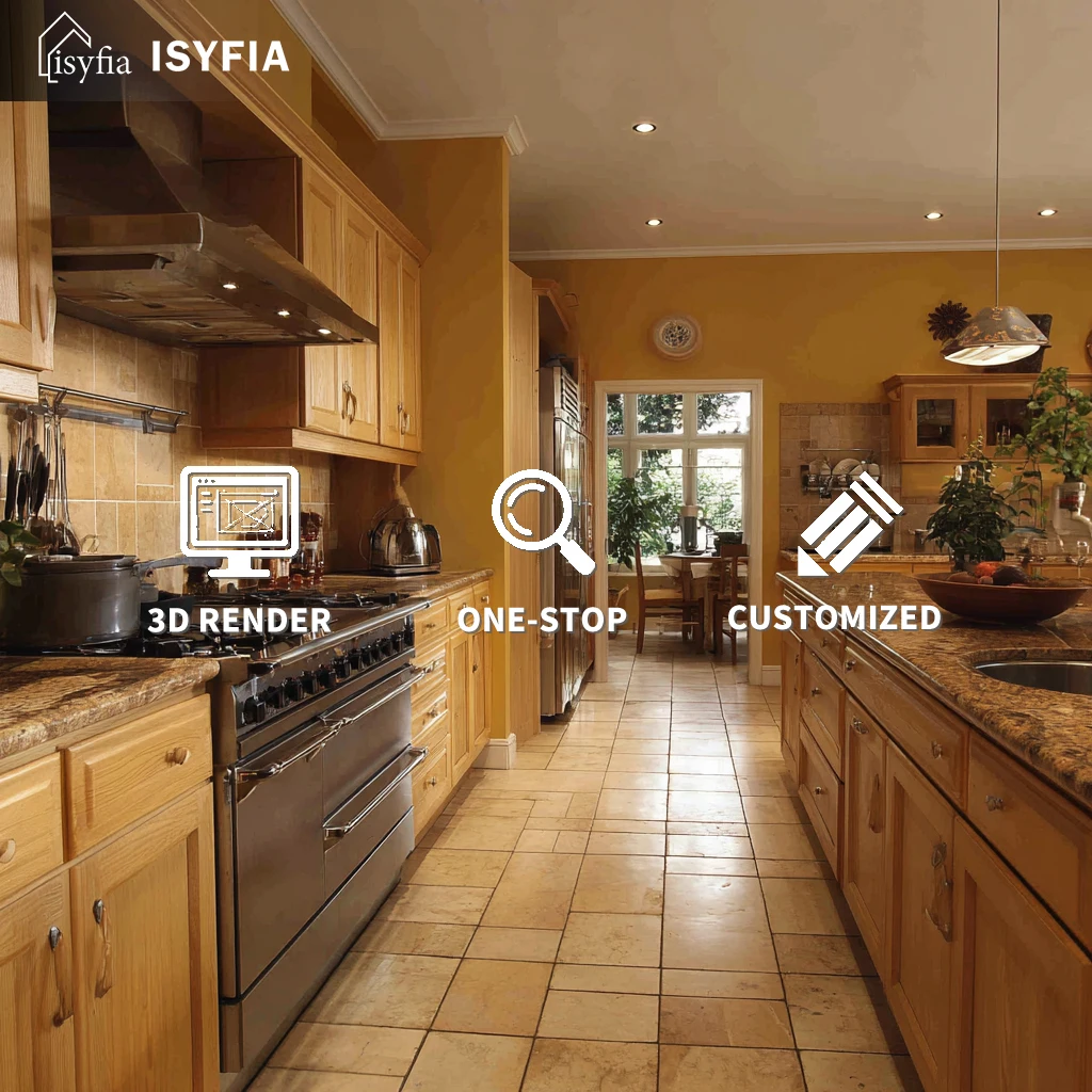 Customizable Yellow Melamine Board Kitchen Cabinets Modern Modular Cupboards Pantry Luxury Furniture for Villa Apartment Home - 图片 6