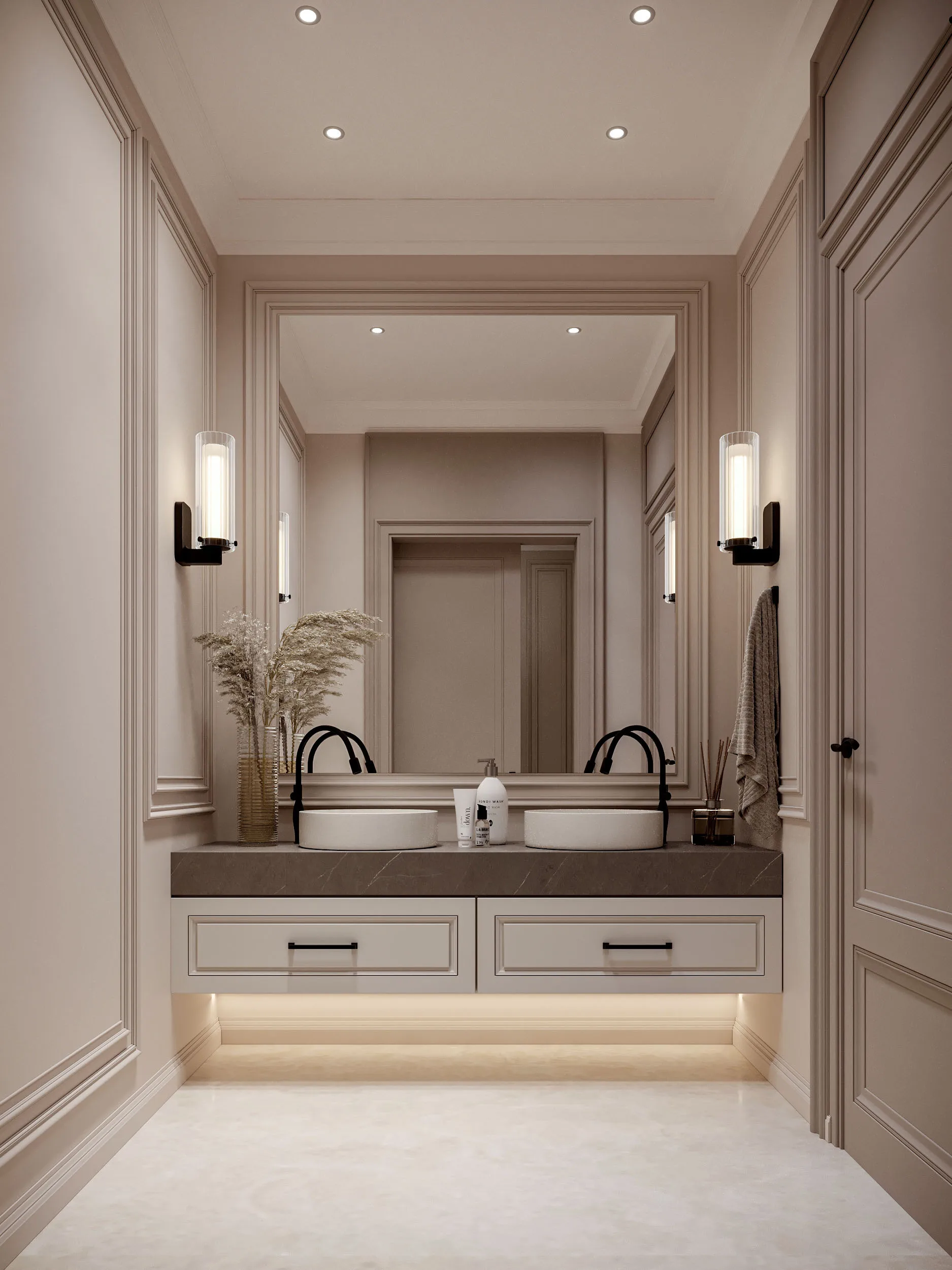 Hotel Vanity Villa Modern Minimalism Style Euro-American Style Bathroom Vanity Cabinet with Bath Mirror Solid Wood Double Vanity - 图片 7