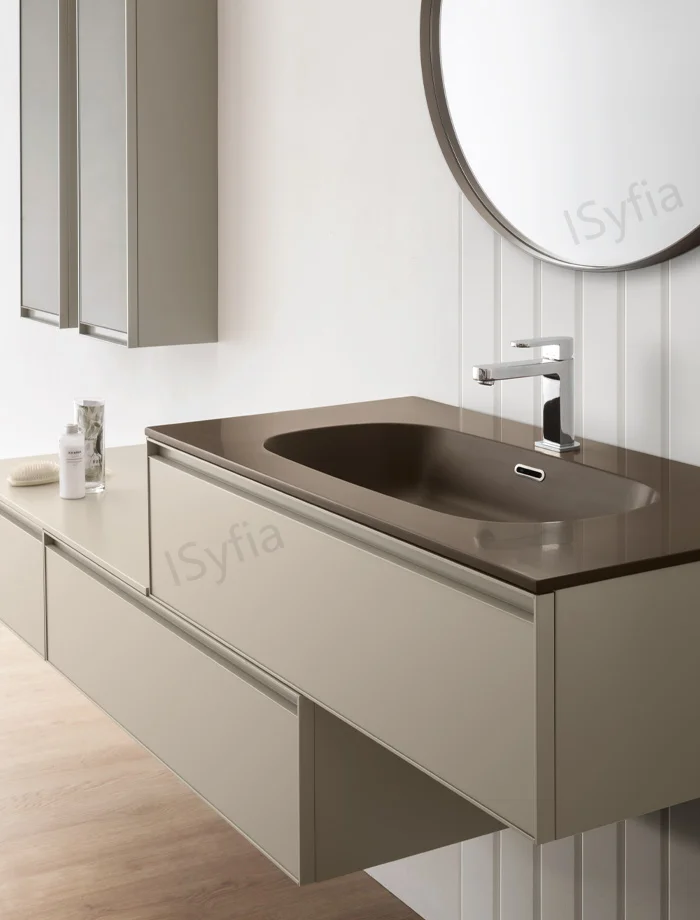 Hotel Vanity Villa High-End Light Luxury Large Wall-Mounted Bathroom Vanity Cabinet with Bath Mirrors Solid Wood Carcase Marble - 图片 7