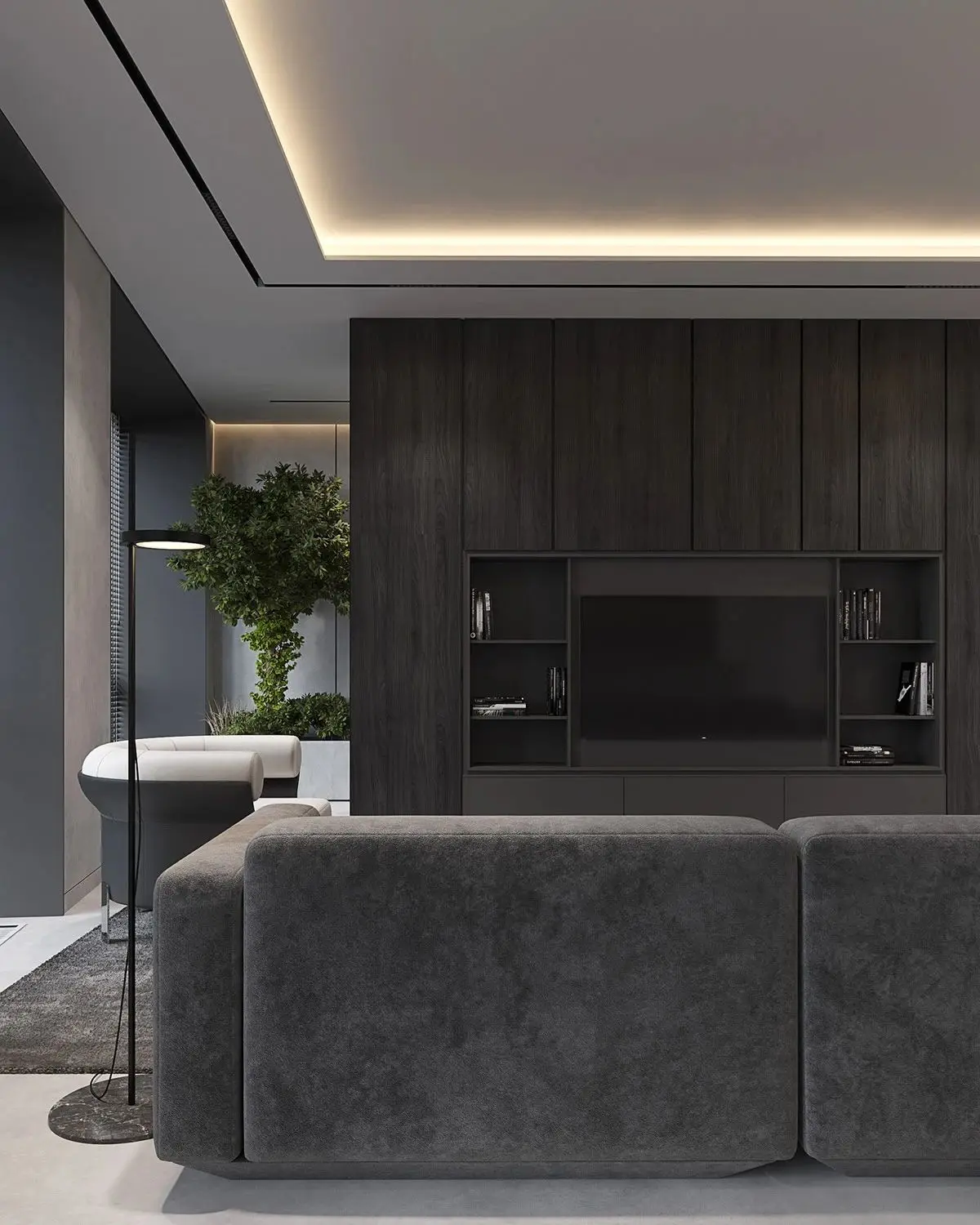 Apartment Customizable Dark Tones TV Stand Living Room Hotel TV Unit Cabinet Dark Color Palette Villa Modern Minimalism Style - 图片 11