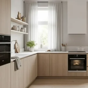 Modern Minimalism Villa Kitchen Cabinet Apartment Modular Cabinets  Natural Wood Tone Kitchen Cabinets Original Wood Color