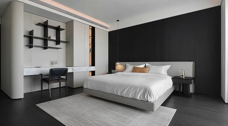 Luxury King Bed Bedroom Furniture Set Solid Wood Double Bed Convertible & Extendable Metal - 图片 12