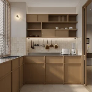 Modern Japanese Style Durable Waterproof Customized Kitchen Cabinet Stainless Steel Countertop for Villa Home Restaurant Hotel