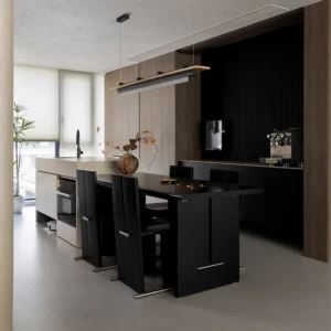 Modern Glossy Minimalism Solid Wood Kitchen Cabinet Home Improvement Panel Cupboard Design for Villa Apartment Dining Room Sets