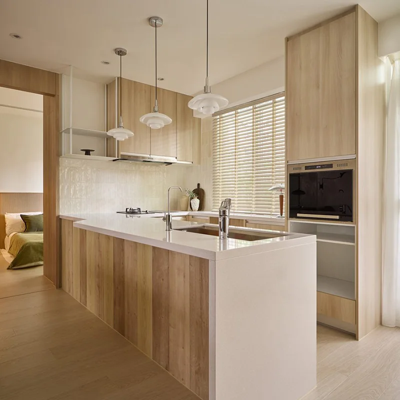 High Quality Custom Solid Wood Cabinets Modern Furniture Kitchen Cabinet Home Cabinet Set for Apartment Villa - 图片 4