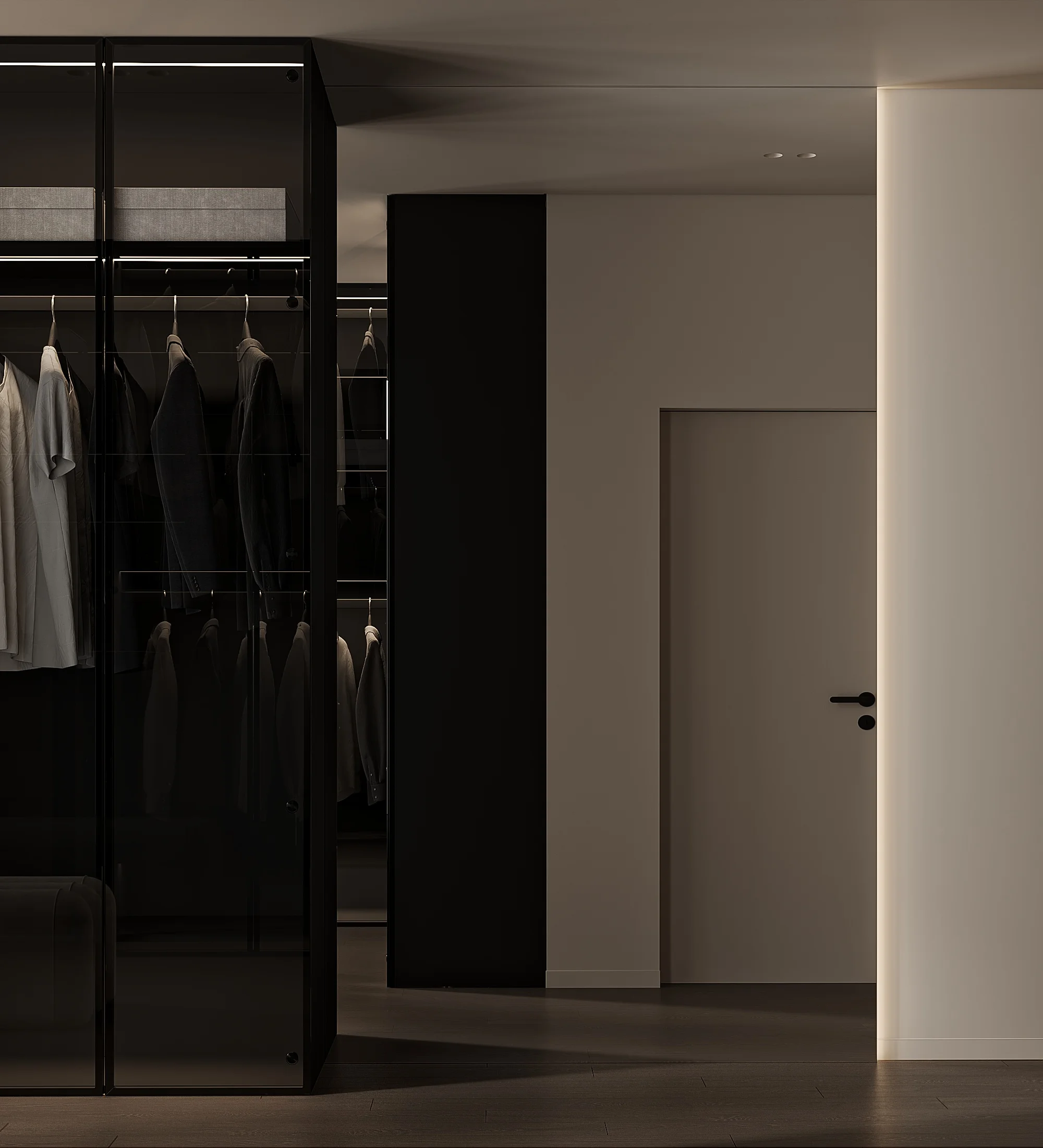 Wardrobe Dressing Room Walk in Closet Cloakroom Wardrobe with Black Frames and Black Glass Glass Wardrobe Glass Closet - 图片 12