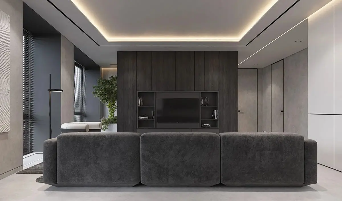 Apartment Customizable Dark Tones TV Stand Living Room Hotel TV Unit Cabinet Dark Color Palette Villa Modern Minimalism Style - 图片 3