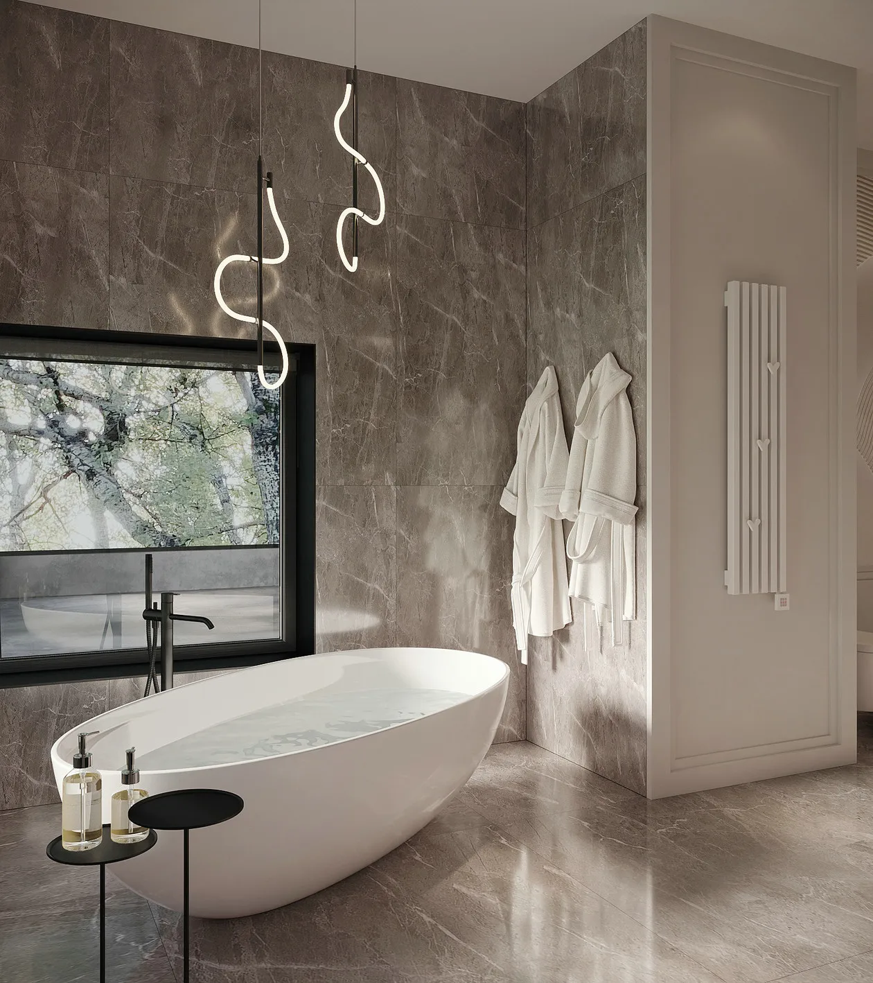 Hotel Vanity Villa High-End Light Luxury Large Wall-Mounted Bathroom Vanity Cabinet with Bath Mirrors Solid Wood Carcase Marble - 图片 5