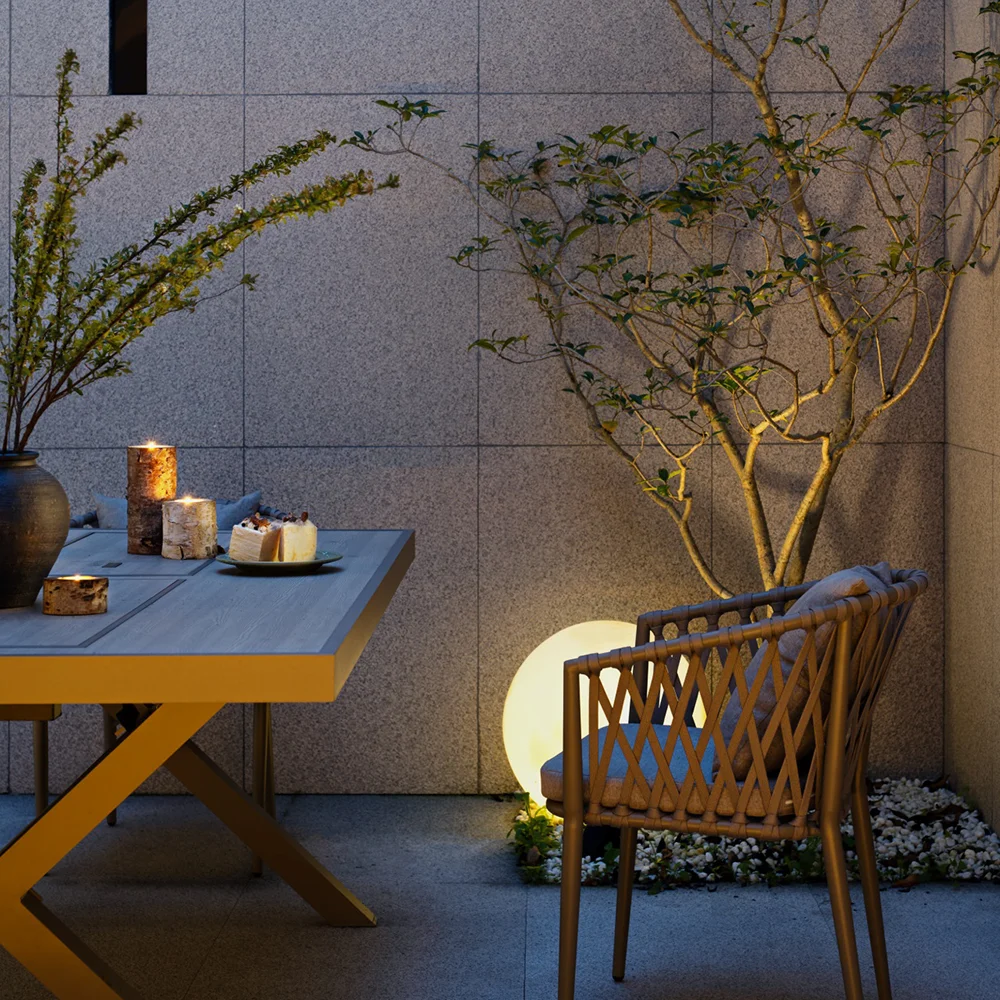 Outdoor Teak Wood Furniture Set Aluminum Courtyard Yard Table Chair with Sunshade Umbrella for Home Balcony Veranda Table Chair - 图片 3