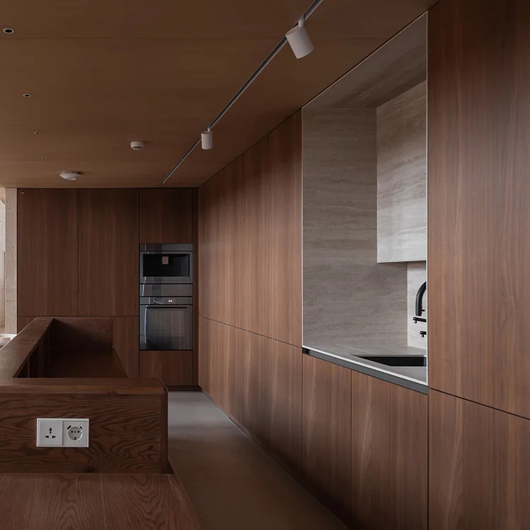 Modern Grey Solid Custom Wood Cabinets New Italian Kitchen Furniture for Villa Home Apartment Townhouse Projects - 图片 5