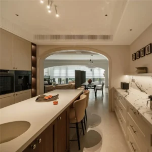 Solid Wood Home Furniture Full Design Kitchen Cupboard Set Islands Cabinet for Villa Apartment