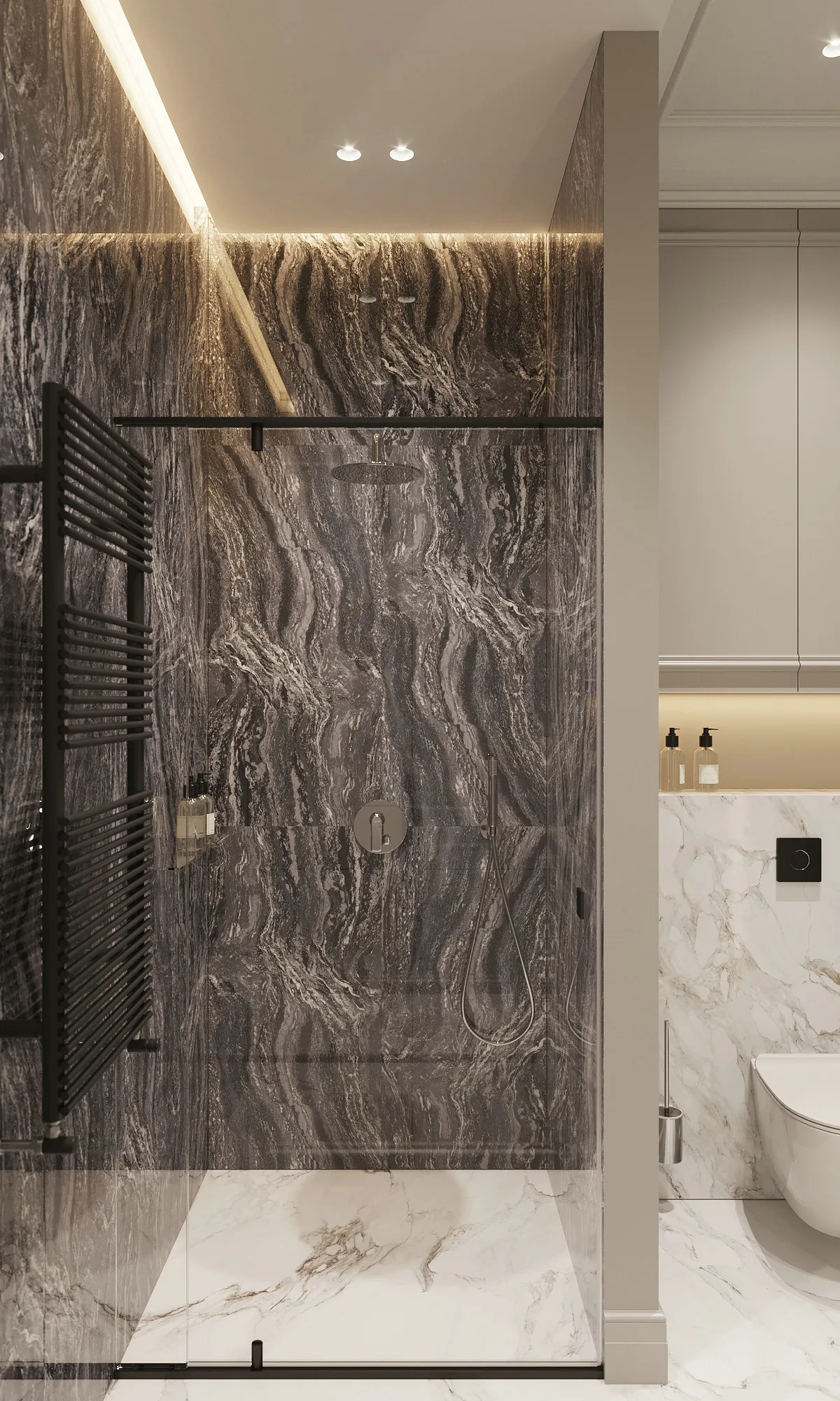 Hotel Vanity Villa High-End Light Luxury Large Wall-Mounted Bathroom Vanity Cabinet with Bath Mirrors Solid Wood Carcase Marble - 图片 13