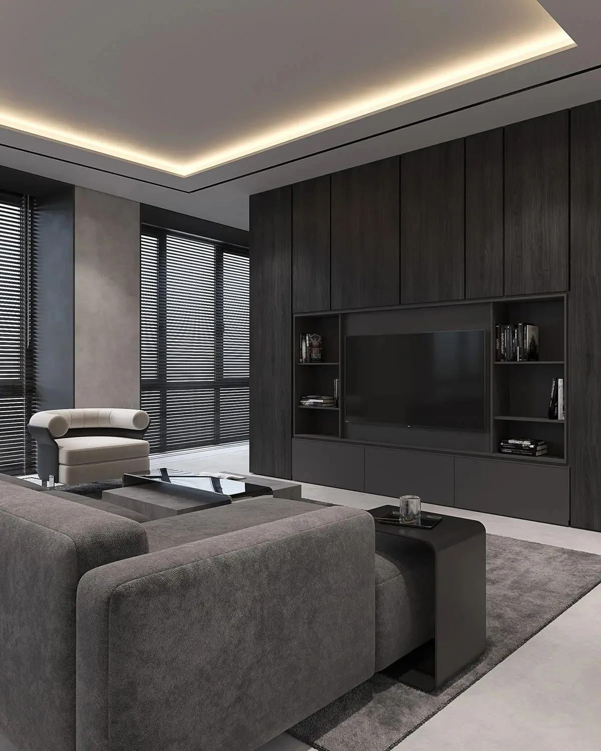 Apartment Customizable Dark Tones TV Stand Living Room Hotel TV Unit Cabinet Dark Color Palette Villa Modern Minimalism Style - 图片 7