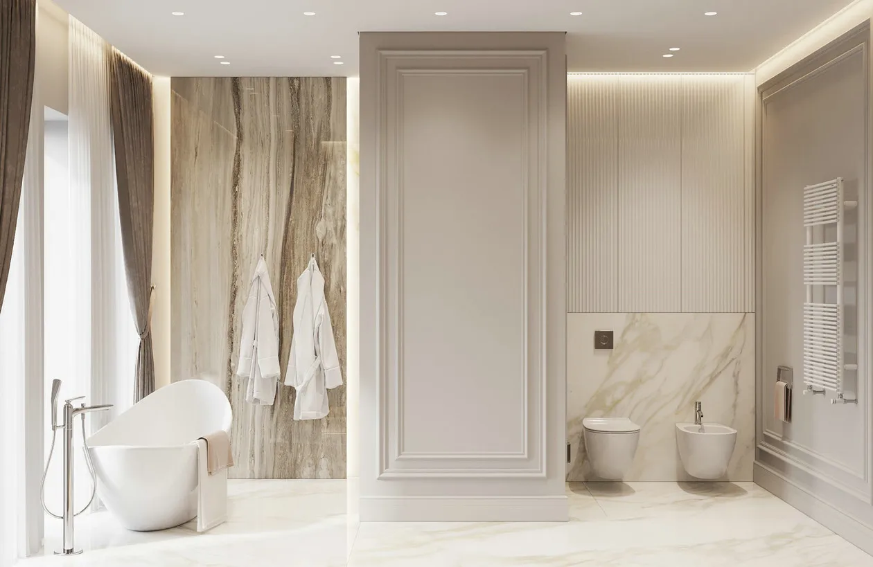 Hotel Vanity Villa High-End Light Luxury Large Wall-Mounted Bathroom Vanity Cabinet with Bath Mirrors Solid Wood Carcase Marble - 图片 2