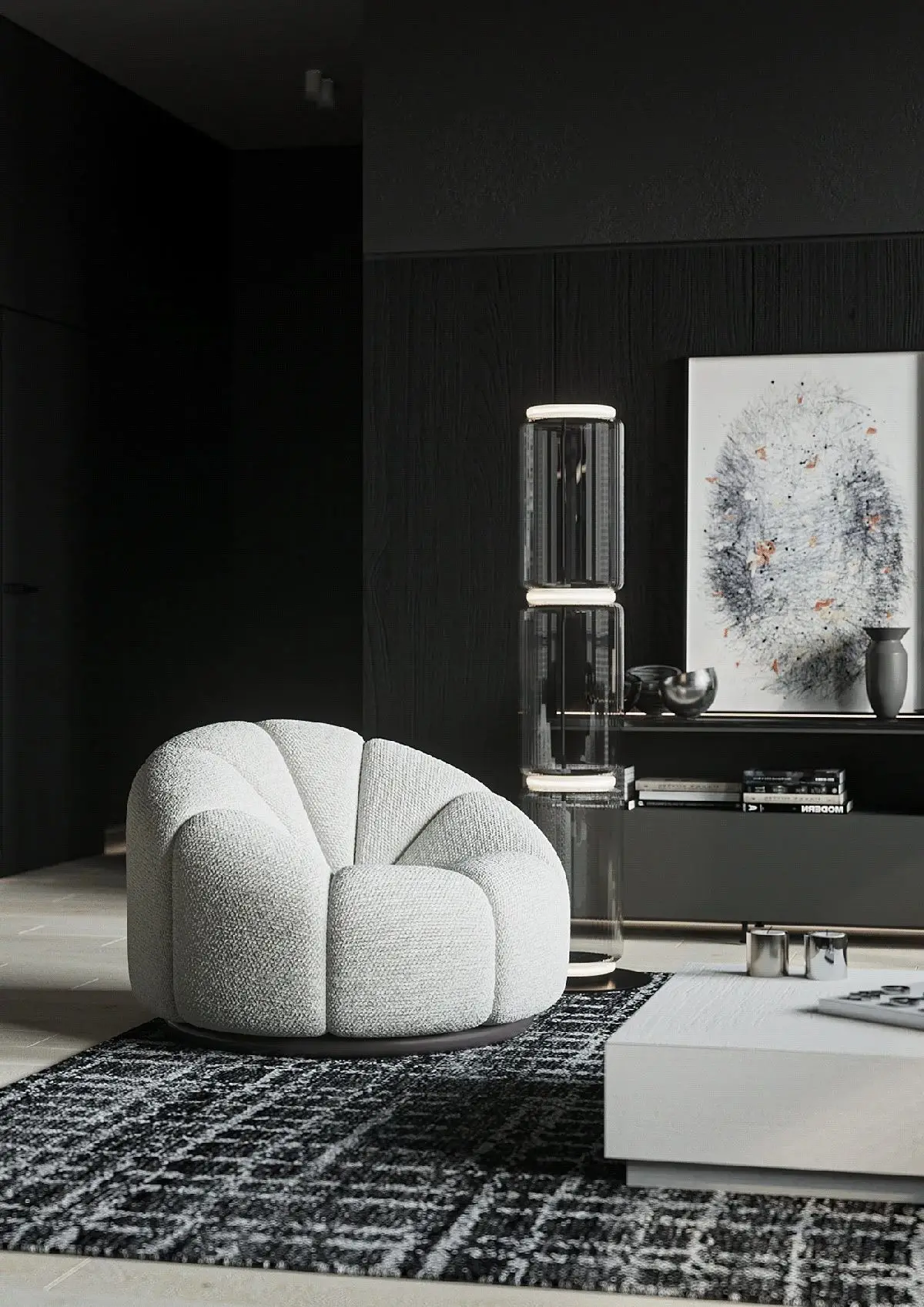 Apartment Customizable Dark Tones TV Stand Living Room Hotel TV Unit Cabinet Dark Color Palette Villa Modern Minimalism Style - 图片 13