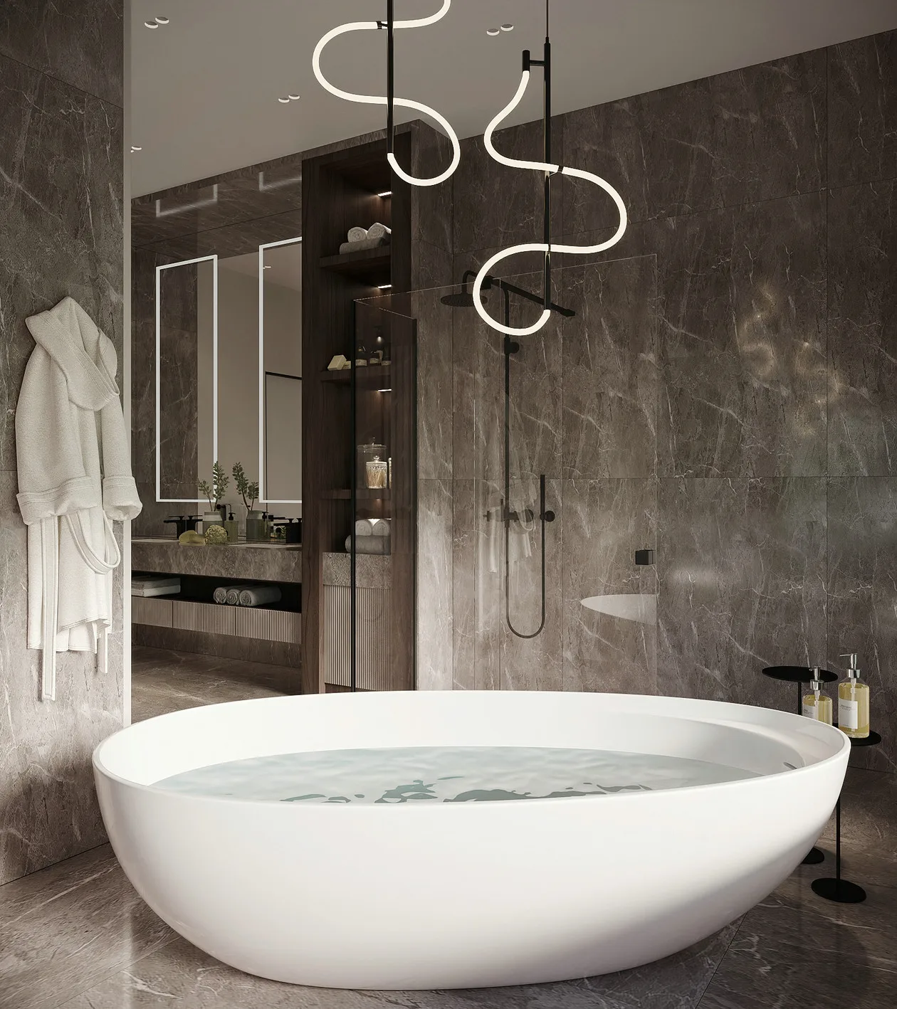 Hotel Vanity Villa High-End Light Luxury Large Wall-Mounted Bathroom Vanity Cabinet with Bath Mirrors Solid Wood Carcase Marble - 图片 8