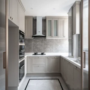 Modern Home Improvement White PET Lacquer High Glossy Kitchen Cabinet Solid Wood with MDF Panel Cupboard Design