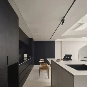 Modern Simple Design Kichen Furniture Popular Luxury Black Melamine Full Open Door Panel Kitchen Cabinets Set