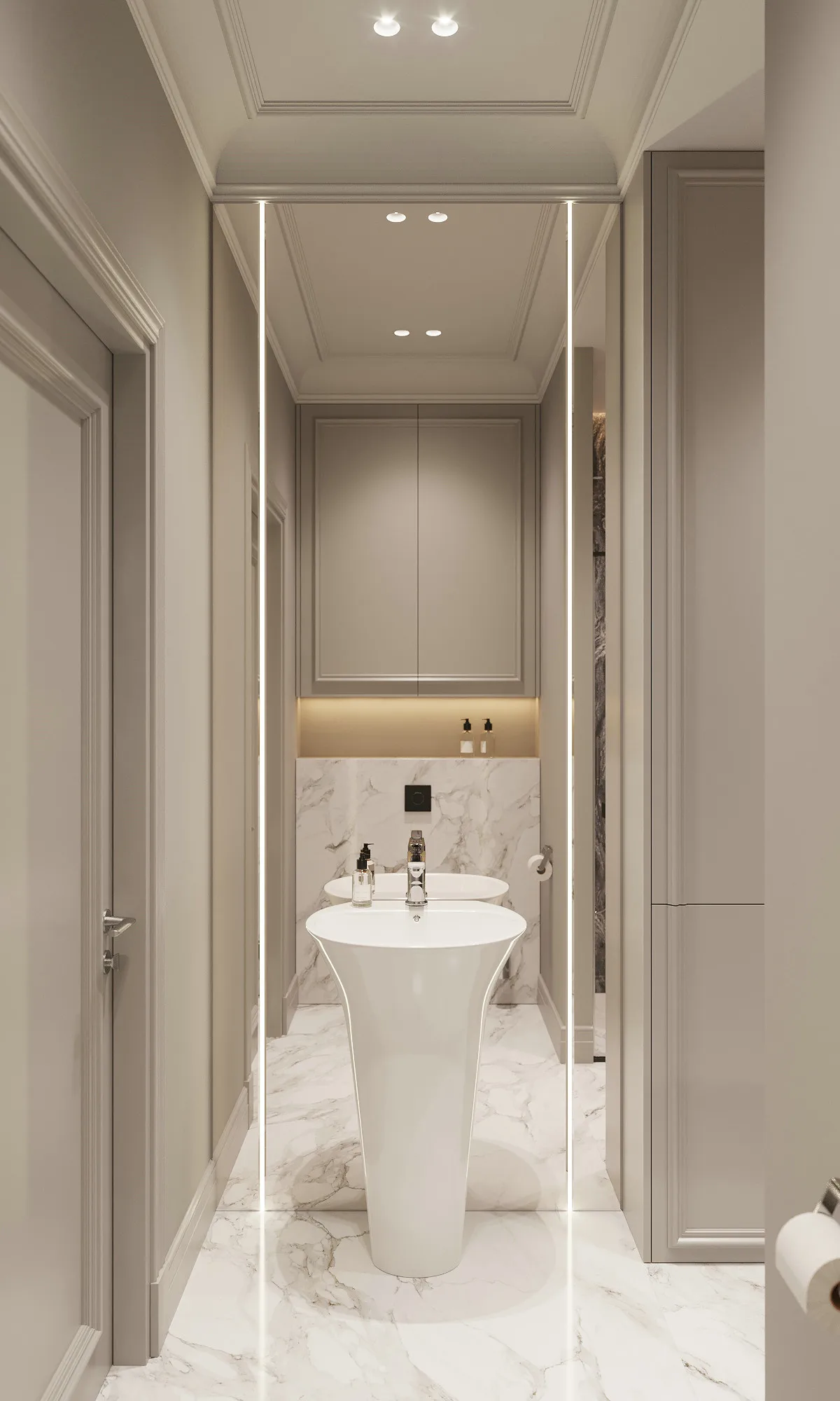 Hotel Vanity Villa High-End Light Luxury Large Wall-Mounted Bathroom Vanity Cabinet with Bath Mirrors Solid Wood Carcase Marble - 图片 4