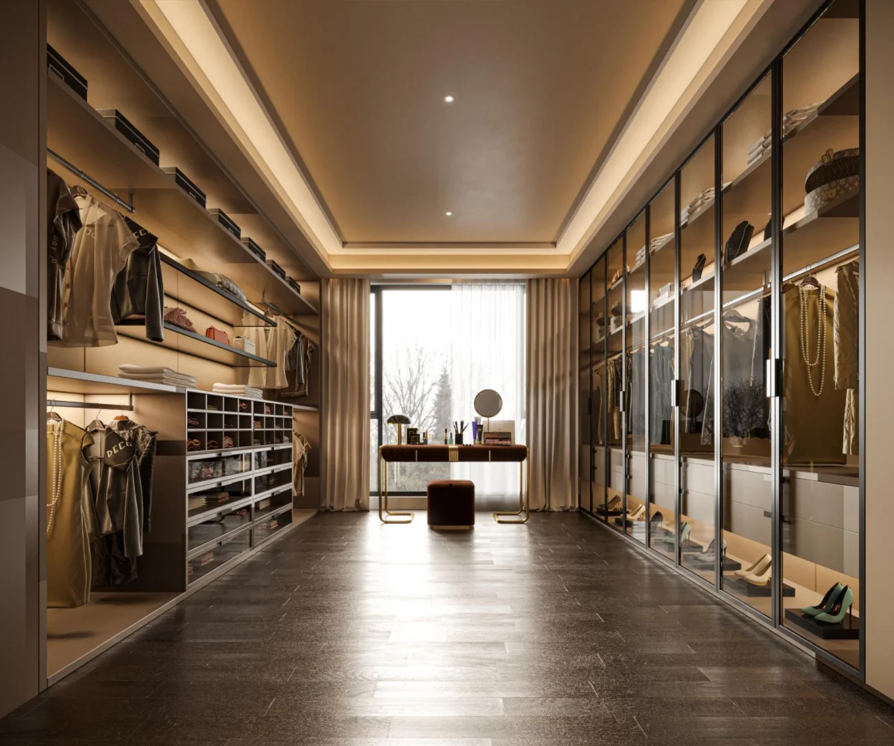 Wardrobe Dressing Room Walk in Closet Cloakroom Wardrobe with Black Frames and Black Glass Glass Wardrobe Glass Closet