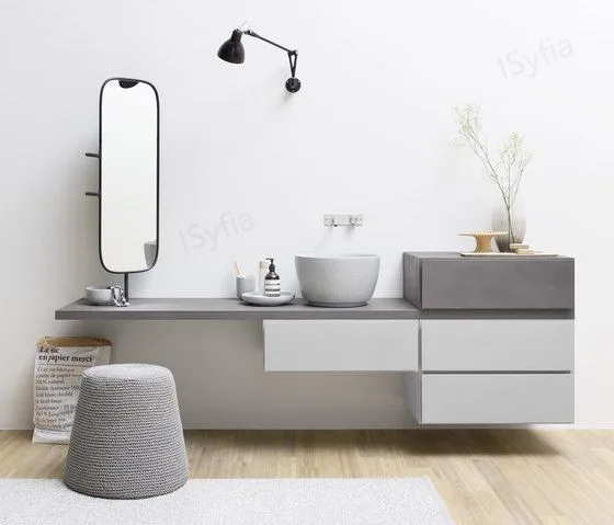 Hotel Vanity Villa High-End Light Luxury Large Wall-Mounted Bathroom Vanity Cabinet with Bath Mirrors Solid Wood Carcase Marble - 图片 5