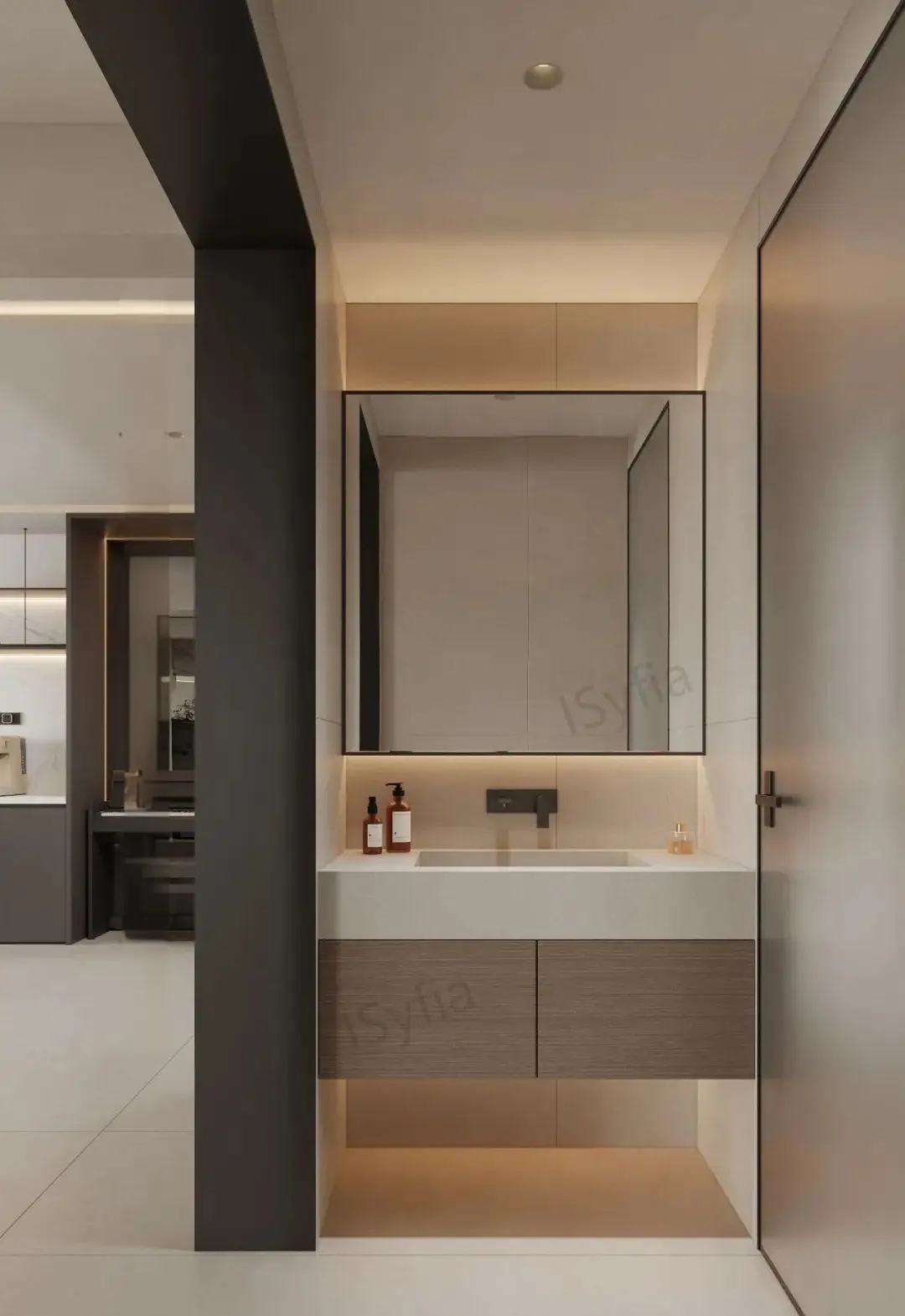 Hotel Vanity Villa High-End Light Luxury Large Wall-Mounted Bathroom Vanity Cabinet with Bath Mirrors Solid Wood Carcase Marble - 图片 3