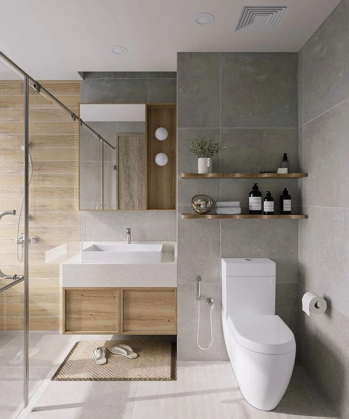 Hotel Vanity Villa Japanese Style Wall-Mounted Bathroom Vanity Cabinet with Bath Mirrors Solid Wood Carcase Marble - 图片 8