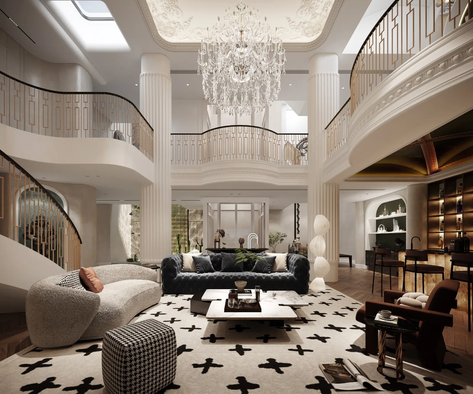 Custom Classic Office Bookcase Study Room Open Bookshelf High-ceiling Bookcase Office Desk Household Desk Villa Office Furniture - 图片 6