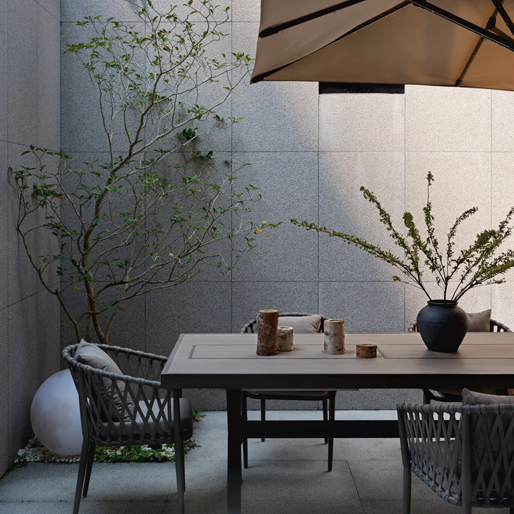 Outdoor Teak Wood Furniture Set Garden Courtyard Yard Table & Chair with Umbrella for Home & Curtain Balcony Table Veranda Chair - 图片 7