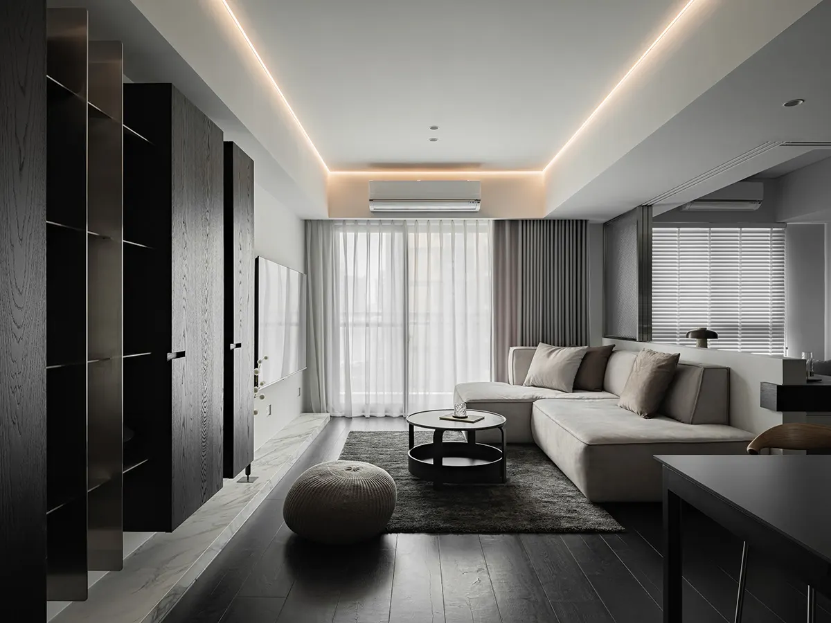 Dark Black Kitchen Cabinet Modern Melamine Board Wood Modular Stainless Steel Cabinet Furniture Apartment Villa Island Cabinet - 图片 3