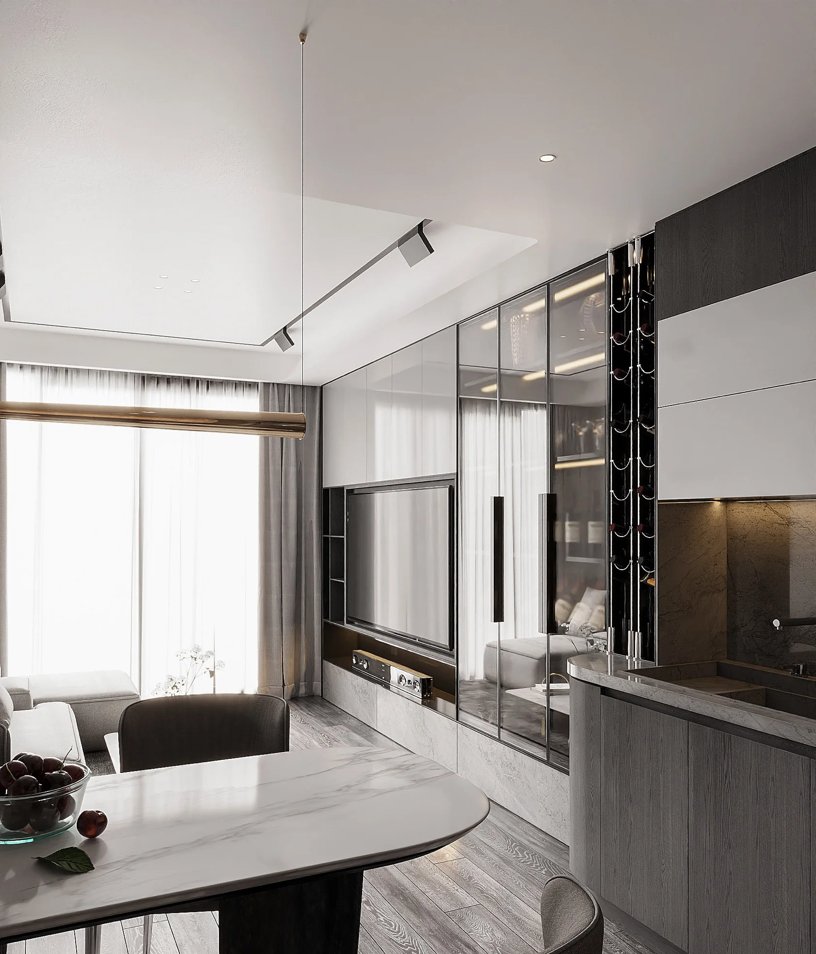 Apartment Villa Design Kitchen Cabinet Design Interior Design of High-Volume Villas Sofa Wine Cabinet Living Room - 图片 12