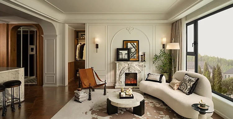 Modern Style MDF Upper Cabinet with Drawers Living Room Partition Wall Storage Furniture Villa Apartment 3D Interior Design - 图片 9