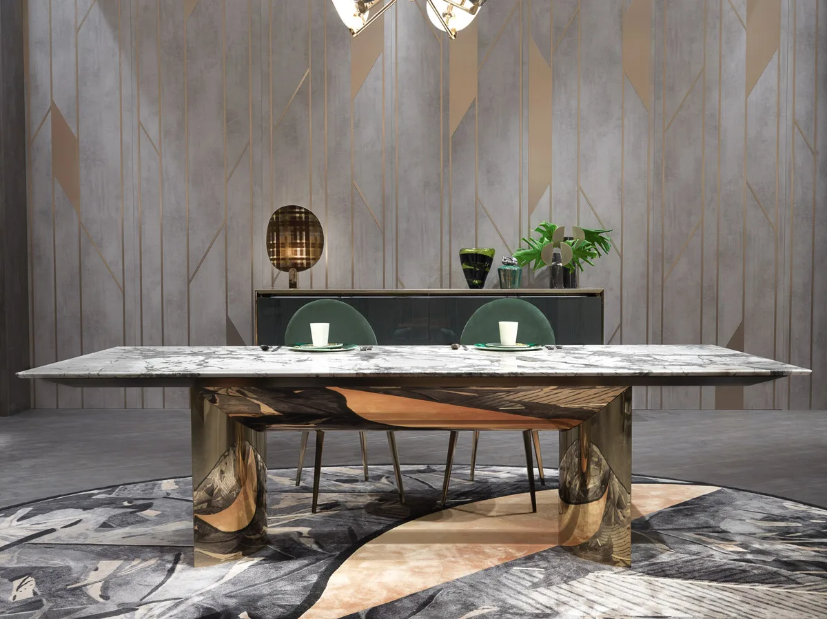 Modern Rectangular Marble Table Extendable Stainless Steels Chairs for Dining for Hotel Outdoor 6-Seater Room Set Tables Chairs - 图片 11