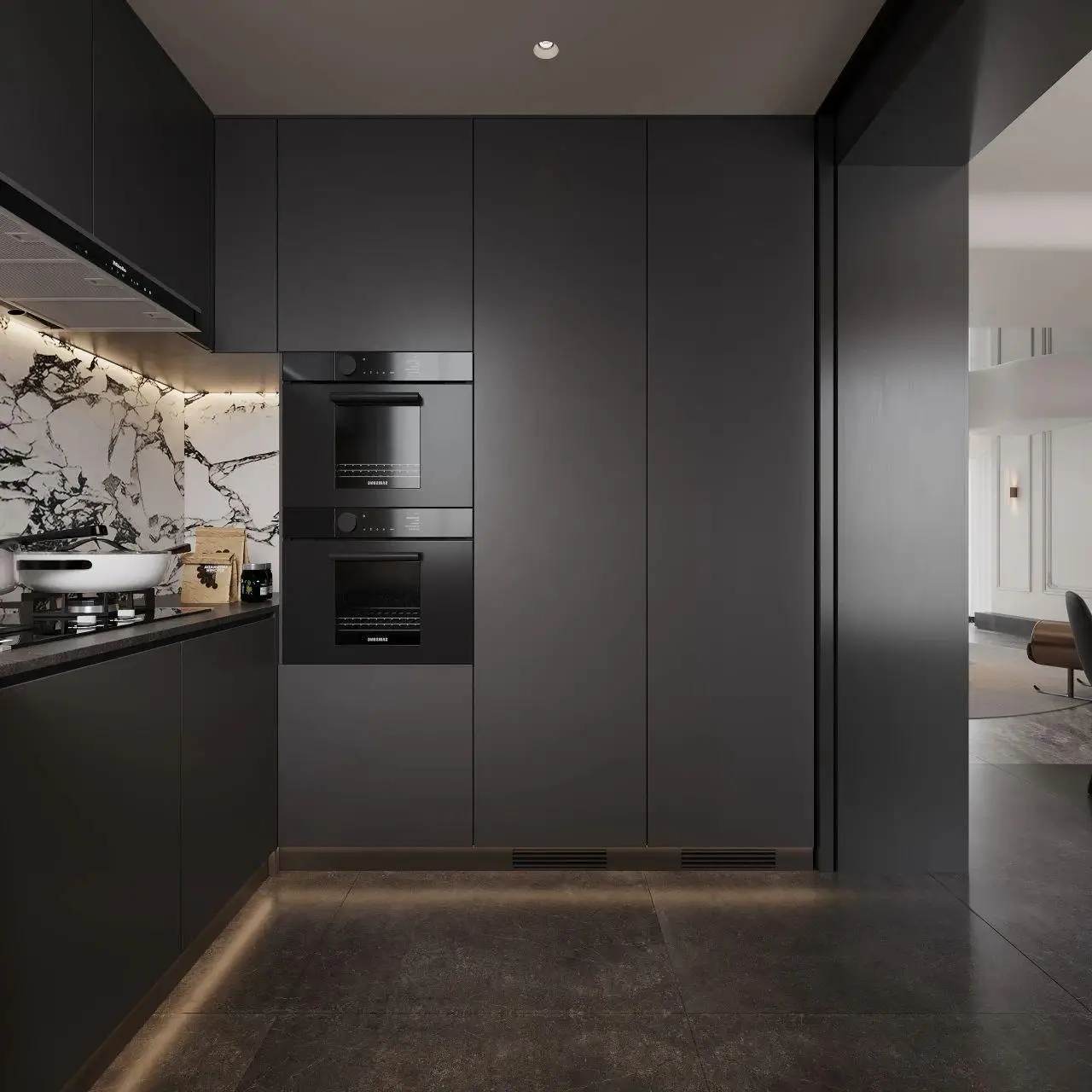 Kitchen Cabinets Dark Minimalist Style and Modern Style Customized Cabinetry One-Stop Turnkey Service Laundry Room Dining Room - 图片 15