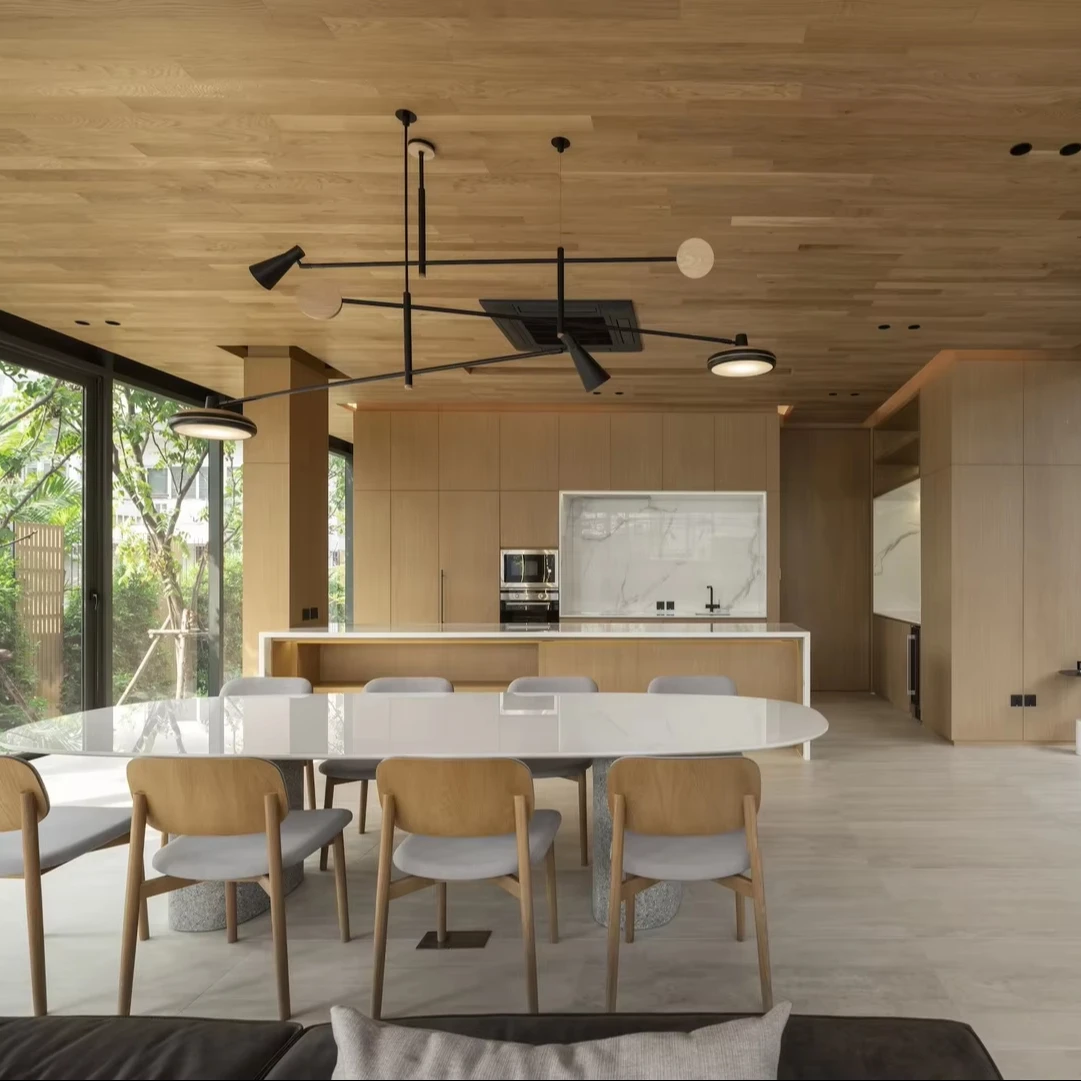 Customized Classic Wood Grain Kitchen Cabinet for Villas Classic Wood Kitchen Cabinet Apartment - 图片 2