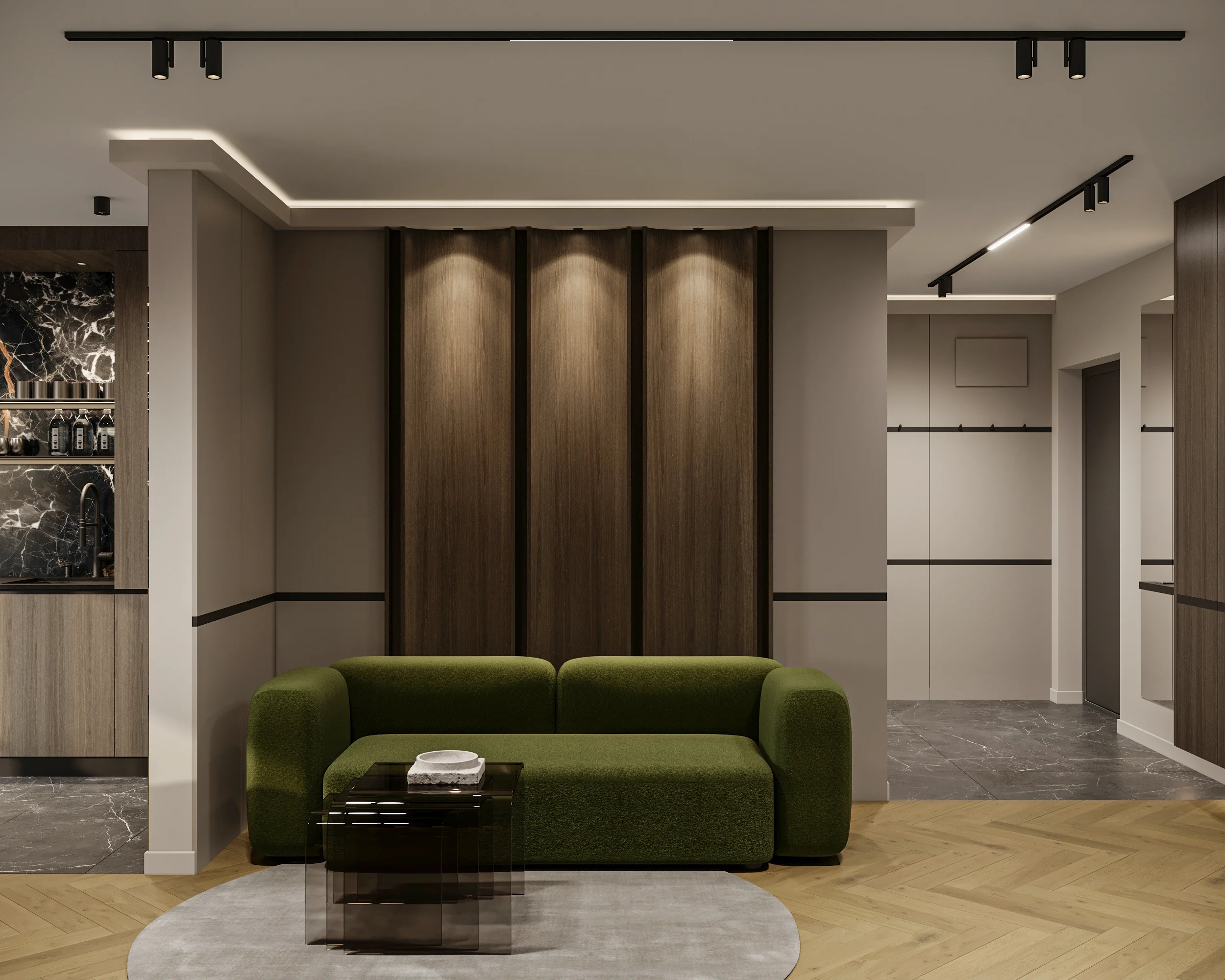 Apartment Villa Design Kitchen Cabinet Design Interior Design of High-Volume Villas Wine Cabinet Living Room - 图片 7