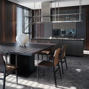 Villa Custom Modern Style Kitchen Cabinets Durable Aluminum Plate Profile Acrylic Surface Treatment Including Drawer Basket