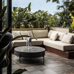 Villa Garden Furniture Set Modern Waterproof Sofa Rope Weave Armchair Frame WPC Coffee Table Hotel Aluminum Outdoor Patio Set