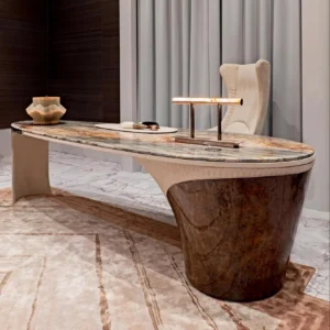 Simple and Modern Office Furniture Set High-end Stainless Steel Work Home Office Desk and Chair