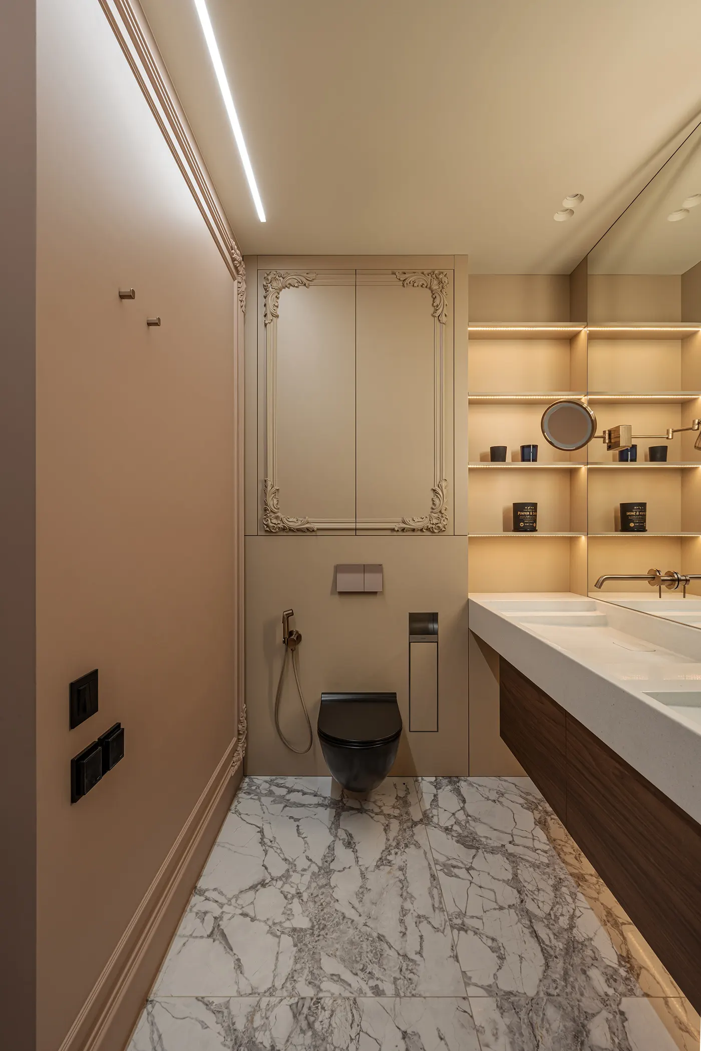 Modern Style Bathroom Cabinet with Bath Mirror MDF Carcase and Ceramic Countertop for Villa Apartment Towhouse - 图片 14