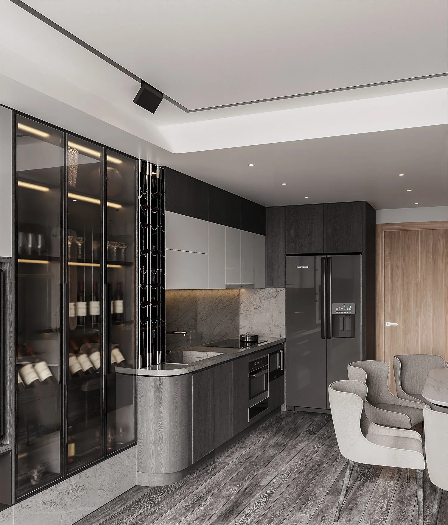 Apartment Villa Design Kitchen Cabinet Design Interior Design of High-Volume Villas Sofa Wine Cabinet Living Room - 图片 8