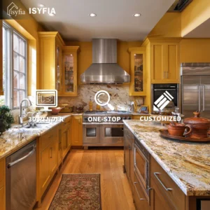 Customizable Yellow Solid Wood Kitchen Cabinets for Luxury Kitchen Renovation Villa Apartment Furniture