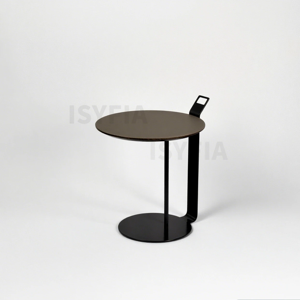 Modern Style Round Coffee Table with Panel Leather Carbon Steel Metal Leg Decorative for Living Room or Hotel Use