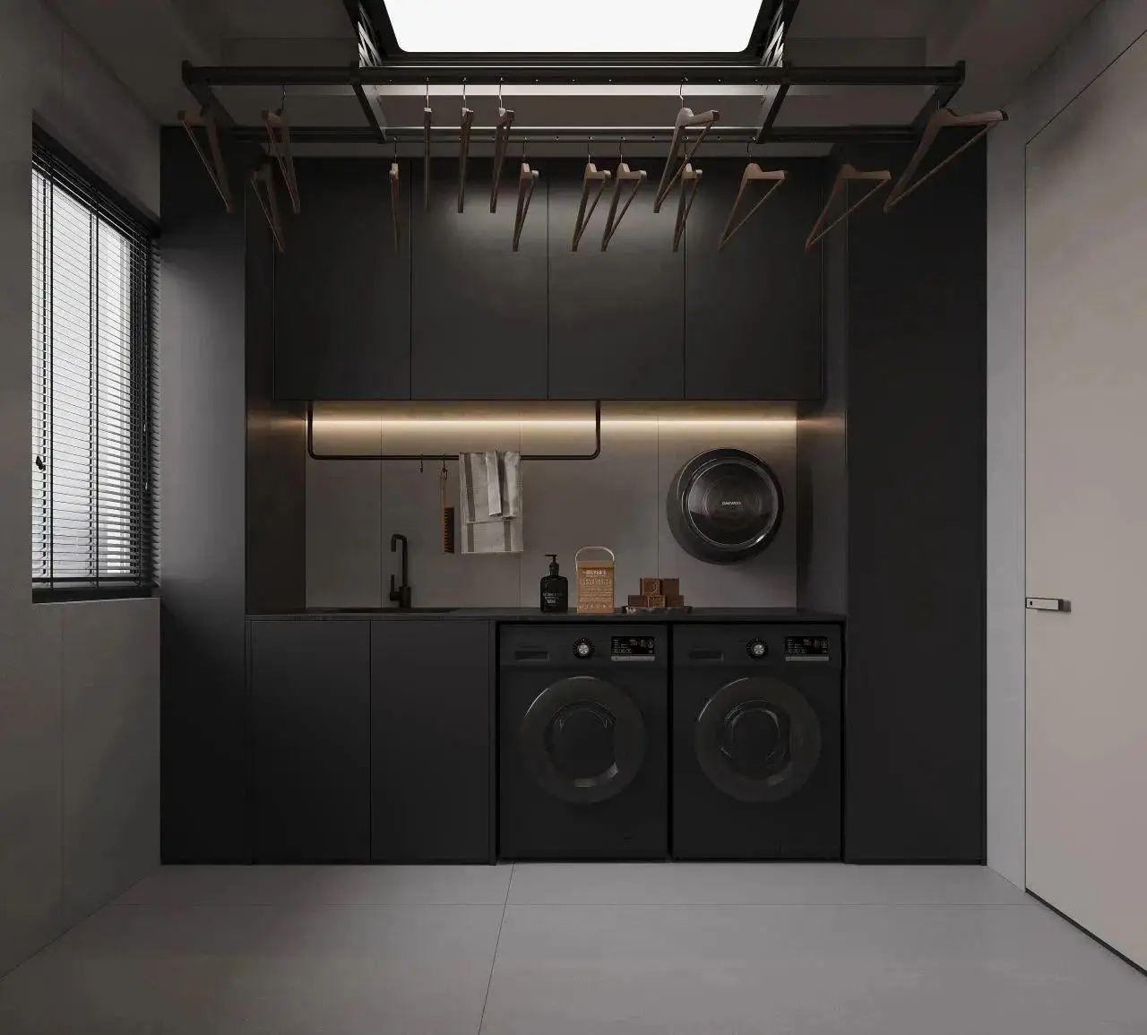 Kitchen Cabinets Dark Minimalist Style and Modern Style Customized Cabinetry One-Stop Turnkey Service Laundry Room Dining Room - 图片 6