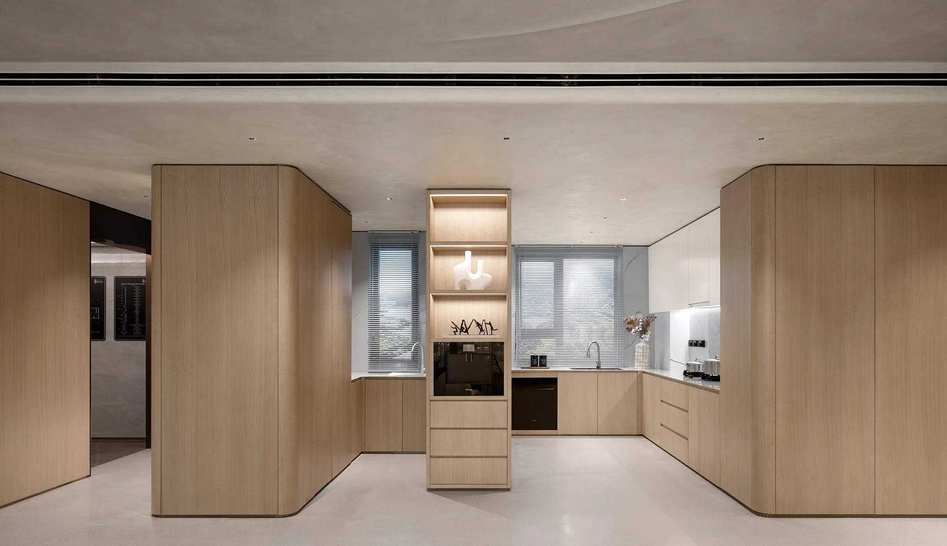 Modern Style Kitchen Cabinet with Vermont Brown Cabinets Flat Whole 3D Interior Design for Apartment Island Kitchen Cabinets - 图片 2