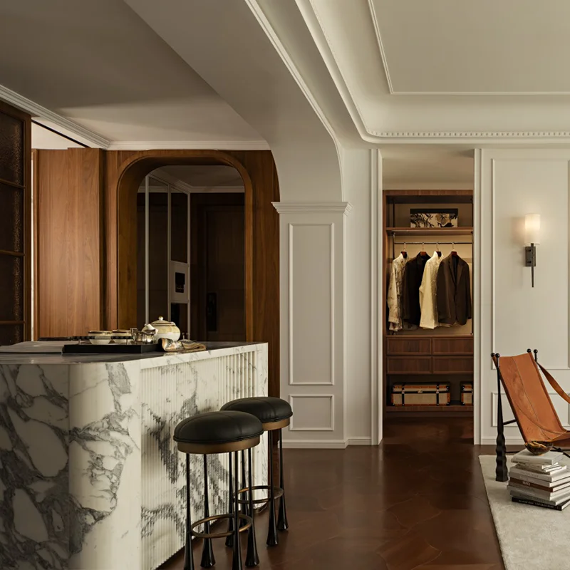 Modern Style MDF Upper Cabinet with Drawers Living Room Partition Wall Storage Furniture Villa Apartment 3D Interior Design - 图片 3