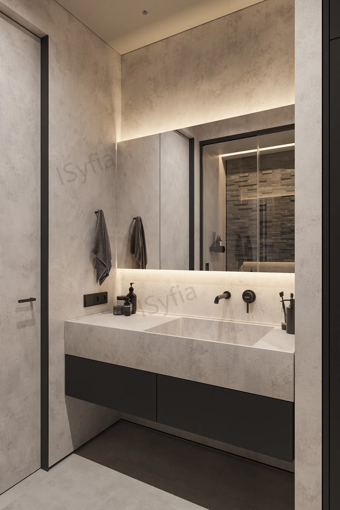 Hotel Vanity Villa High-End Light Luxury Large Wall-Mounted Bathroom Vanity Cabinet with Bath Mirrors Solid Wood Carcase Marble - 图片 10