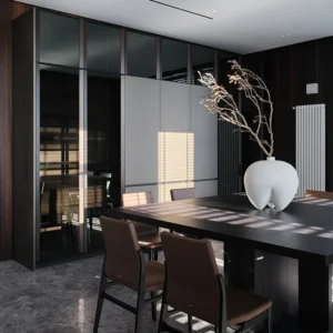 Modern Wing Back Marble Sticker Dining Table Set with 6 Chairs Home Furniture for Apartment Use