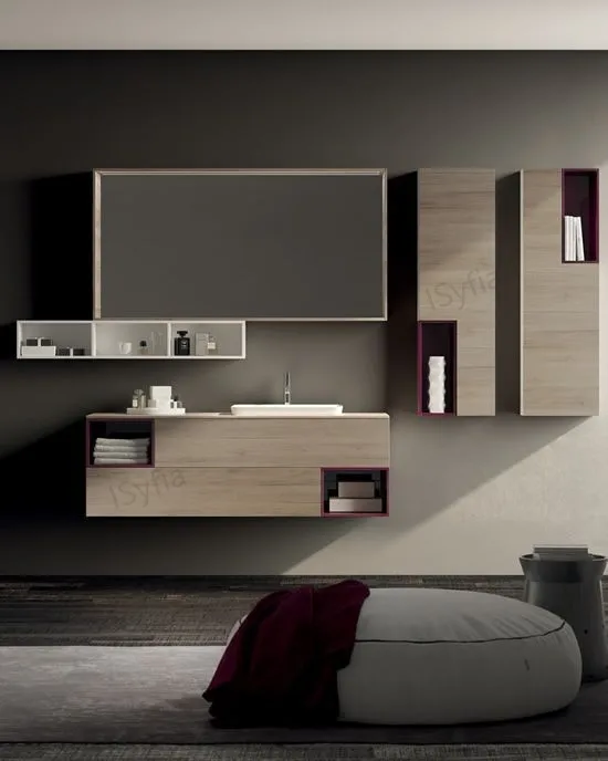 Hotel Vanity Villa High-End Light Luxury Large Wall-Mounted Bathroom Vanity Cabinet with Bath Mirrors Solid Wood Carcase Marble